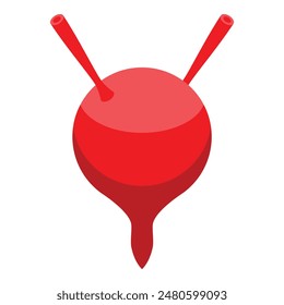 Ilustración vectorial de un clásico corcho de pescar rojo y blanco, aislado sobre un fondo blanco