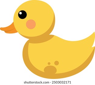 Vector Illustration of a Classic Rubber Duck Floating in Water