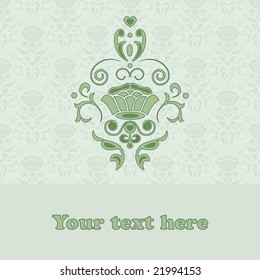 Vector illustration. Classic seamless floral ornate background with frame and isolated ornate element.