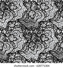 Vector illustration. Classic vector seamless pattern. Floral ornament brocade textile pattern, glass, with floral pattern with gray elements.
