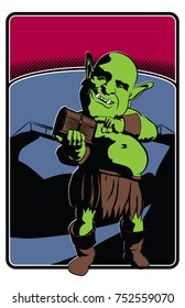 A vector illustration of the classic spooky troll  in front of a rickety rope bridge.  Done in retro comic book style,  11x17 ratio,  6 colors, perfect, for posters, fliers, bands, and events. 