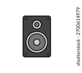 Vector illustration of a classic stereo speaker cabinet, symbolizing music, audio technology, sound system, and entertainment output.