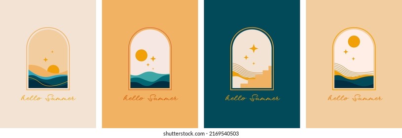 ilustración vectorial clásico estilo bohemio historia de temporada de verano