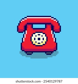 Vector Illustration of Classic Telephone with Pixel Art Design, perfect for game assets themed designs