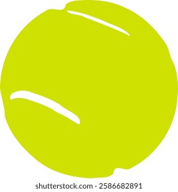 Vector illustration of a classic tennis ball in yellow-green color. The design features smooth curves and a simple structure, making it easy to customize or recolor. This versatile vector is perfect f