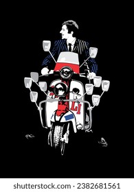 Vector illustration of classic Vespa rider