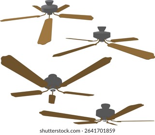 Vector illustration of classic vintage antique propeller ceiling fan design to eliminate indoor heat