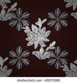 Vector illustration. Classic vintage background. Seamless pattern on brown background with white elements. Seamless classic vector white pattern. Traditional orient ornament.