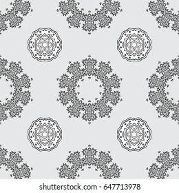 Vector illustration. Classic vintage background. Seamless classic vector dim pattern. Traditional orient ornament. Seamless pattern on gray background with dim elements.