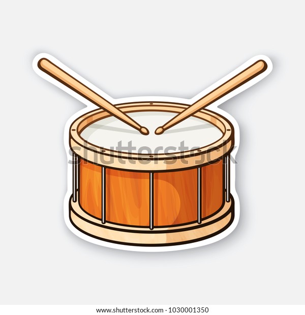 ベクターイラスト 古式の鼓と太鼓 打楽器 ロックやジャズの装置 輪郭線とステッカー 白い背景に分離型 のベクター画像素材 ロイヤリティフリー