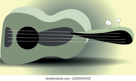 Vector illustration of a classic wooden guitar. Musical instrument, spanish guitar, classical guitar. Vector illustration of a musical instrument. Music, equipment, musical instrument, wooden.