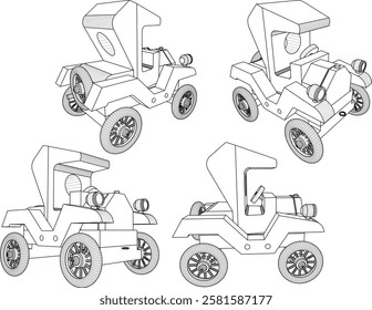 vector illustration of classic wooden toy car design for living room table furniture decoration