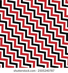 vector illustration of classic zigzag pattern Design in three colors: black, white and red.
