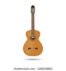 Vector illustration of classical guitar isolated.