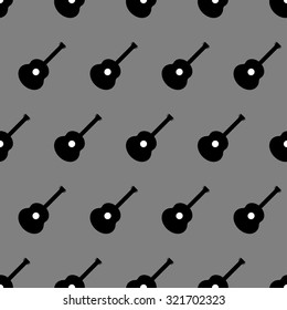 Vector illustration of classical guitar seamless pattern background.
