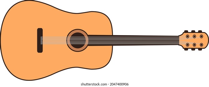 vector illustration, classical guitar, six strings, musical instrument, acoustic guitar, ukule, blues rock equipment, cartoon sketch isolated on white background, rock band performance, concert banner