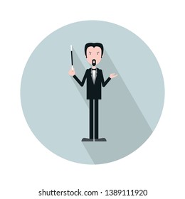 Vector Illustration For Classical Music Performance Or Concert: Orchestra Conductor Isolated. Maestro Orchestra Or Choir Director Or Conductor Made In A Trendy Minimalist Style