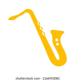 Vector Illustration. Classical Music Wind Instrument Saxophone. Blues, Funk Or Jazz Musical Equipment. Isolated On White Background