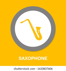 Vector illustration. Classical music wind instrument saxophone. Blues, funk or jazz musical equipment. Isolated on white background