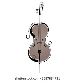 Vector illustration of classical stringed wooden violin 