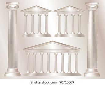 A vector illustration of a classical style white marble temples and pillars. Marble style background. EPS10 vector format