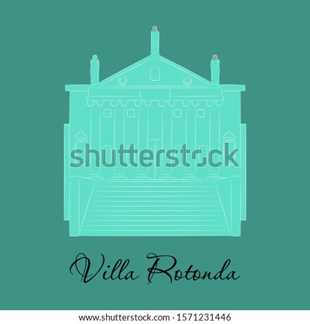 Vector illustration of classical villa with arotunda. Historical mansion.