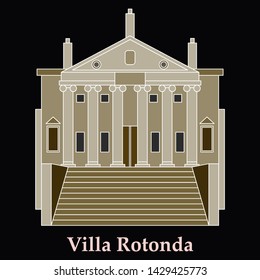 Vector illustration of classical villa with rotunda. Historical mansion.