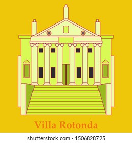 Vector illustration of classical villa with rotunda. Historical mansion.