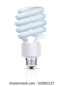 Vector Illustration Of Classy Energy Saving Compact Fluorescent Lightbulb On A White Background