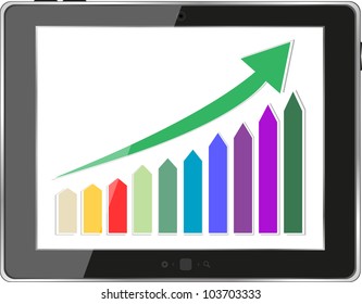 Vector illustration of classy tablet PC with business concept