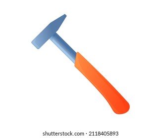 Vector illustration claw hammer isolated on white background. Carpenter or builder hammer vector icon in flat cartoon style. Handyman tool for home repair.

