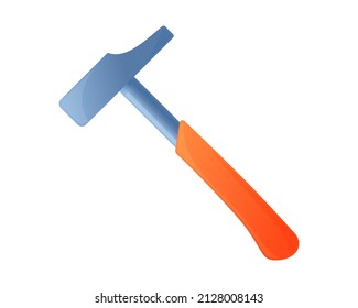 Martillo de garra de ilustración vectorial aislado en fondo blanco. Icono vectorial de martillo carpintero o constructor en estilo de dibujo plano. Herramienta Handyman para la reparación del hogar.
