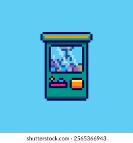 Vector Illustration of Claw Machine with Pixel Art Design, perfect for game assets themed designs