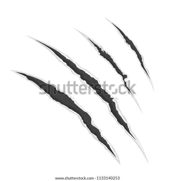 Vector Illustration Claw Scrathes Four Vertical Stock Vector (royalty 