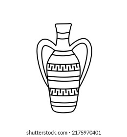 Vector illustration of a clay jug in the doodle style isolated on a white background.