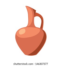 Vector illustration of clay pitcher isolated. Ancient pot