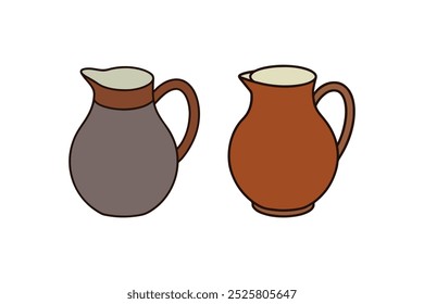 Vector illustration of clay water pot in traditional style - perfect for home decor and design projects