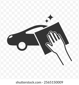 Vector illustration of clean the car icon in dark color and transparent background(PNG).