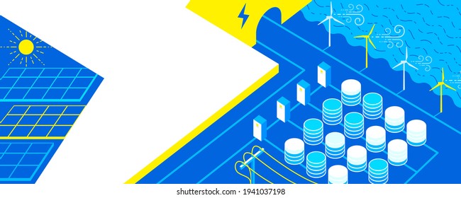 Vector illustration of clean energy from renewable sources. Ecology concept