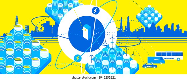 Vector illustration of clean energy from renewable sources. Ecology concept