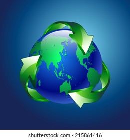 vector illustration of a clean green blue planet recycle