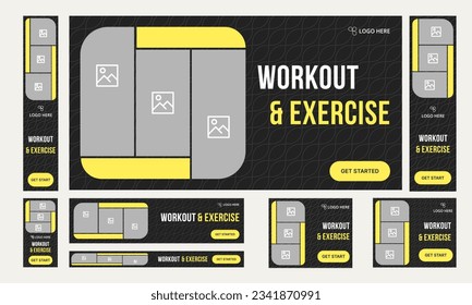 Vector illustration clean gym and fitness web banner for social media posts, fully editable vector eps 10 file format