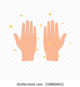 Vector illustration of clean hands. Colored vector for website design .Simple design on transparent background (PNG).