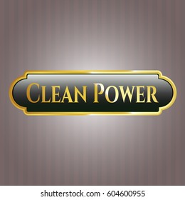 Vector Illustration of Clean Power shiny emblem
