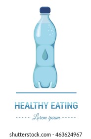 Vector illustration of clean water bottle in flat design. A symbol of a healthy lifestyle and for fitness attribute. Image for advertising or website.