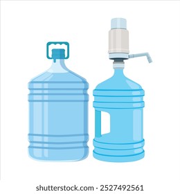 Vector illustration of clean water plastic bottle. Clean water drinking mineral icon or emblem, bottled water for coolers distribution service vector symbol plastic water bottle advertising 