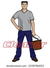 Vector illustration of a cleaner drawing