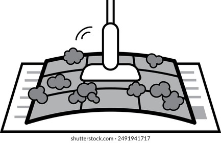 Una Ilustración vectorial de limpiar el Filtrar del aire acondicionado y aspirar el polvo