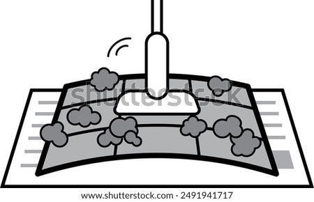 A vector illustration of cleaning the air conditioner filter and vacuuming up the dust