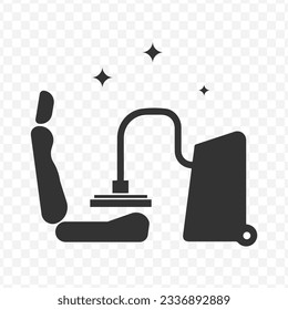 Ilustración vectorial del icono de limpieza de asientos de coche en color oscuro y fondo transparente (PNG).